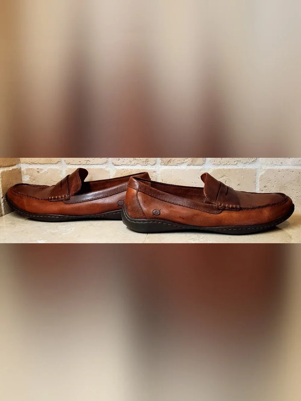 Born Men's Brown Leather Penny Loafers Size 10.5 M